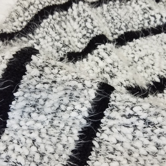 Calvin Klein fuzzy black white grey stripe sweater - Picture 2 of 4